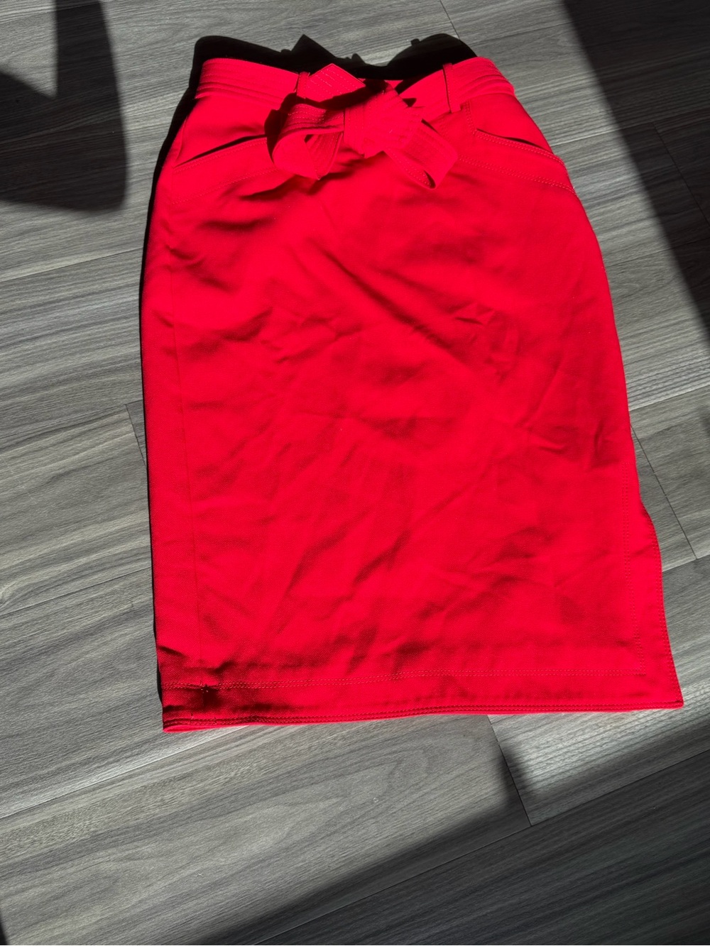 Banana Republic Vibrant Red Pencil Skirt with Waist Bow
